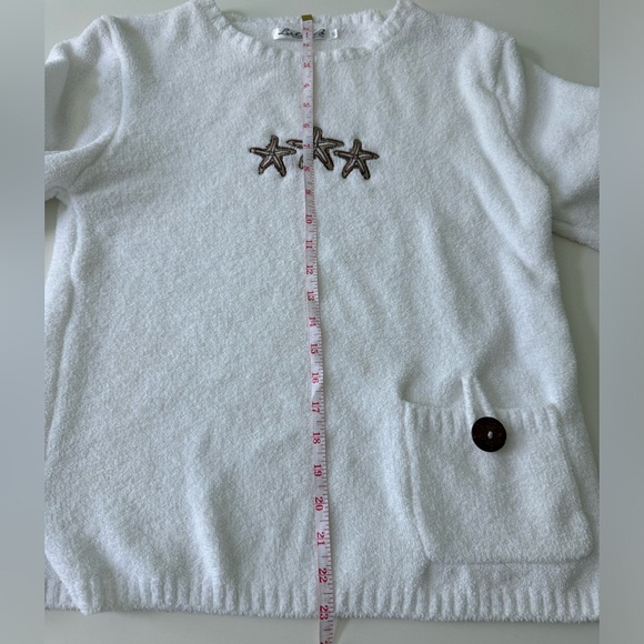 Lulu B White Chenille Starfish Embroidered Sweater Size S - Picture 5 of 10